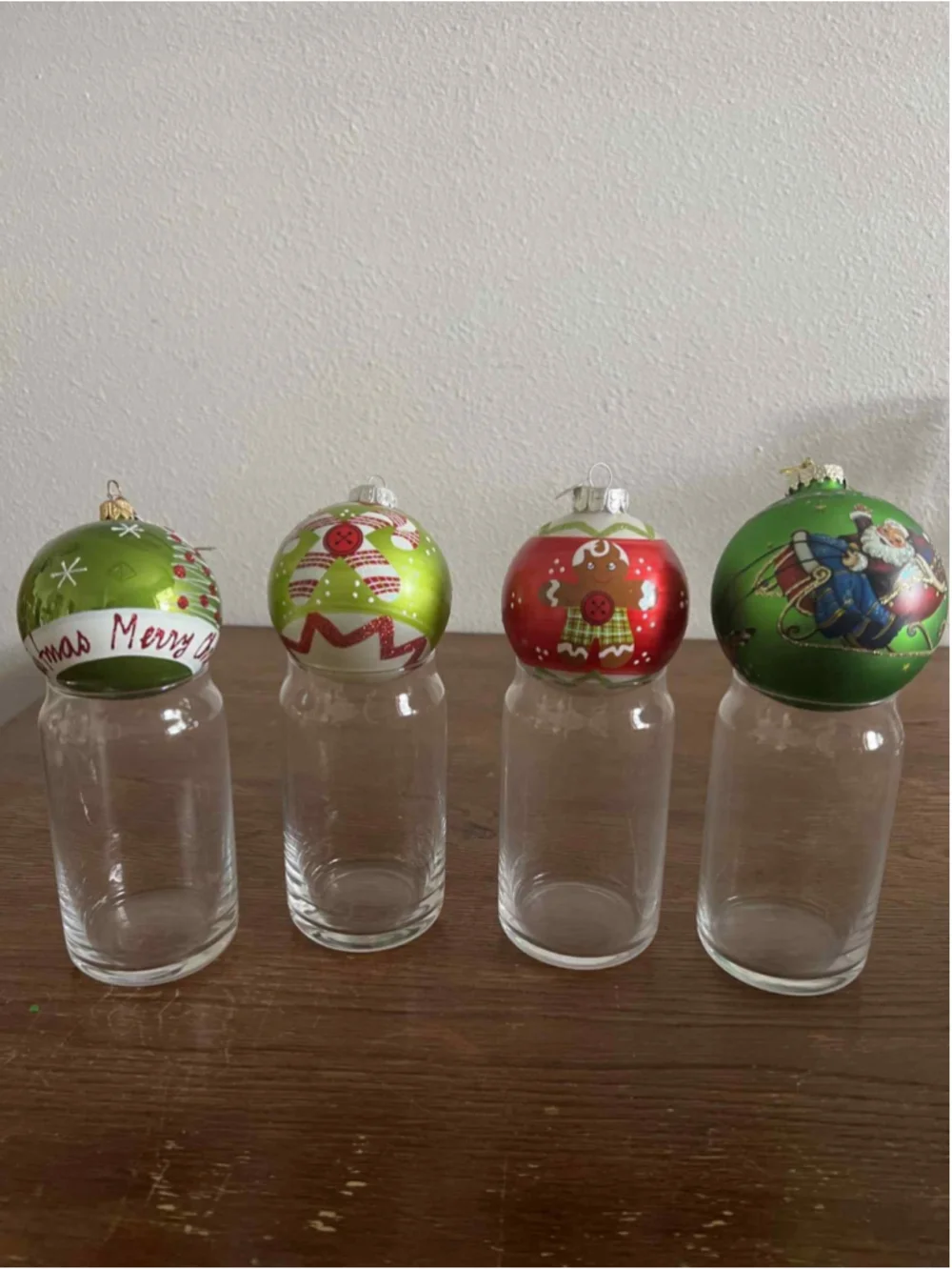 Set of 4 Pier 1 Imports Glass Christmas Ornaments Hand-Painted Holiday Décor